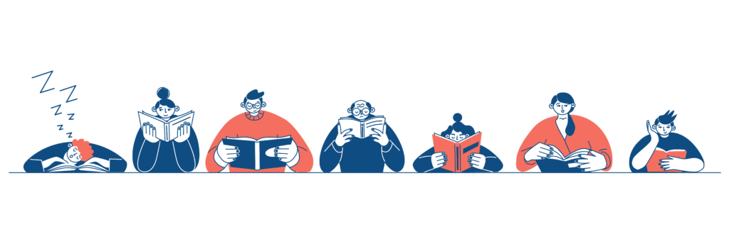 本を読む人たちのイラスト