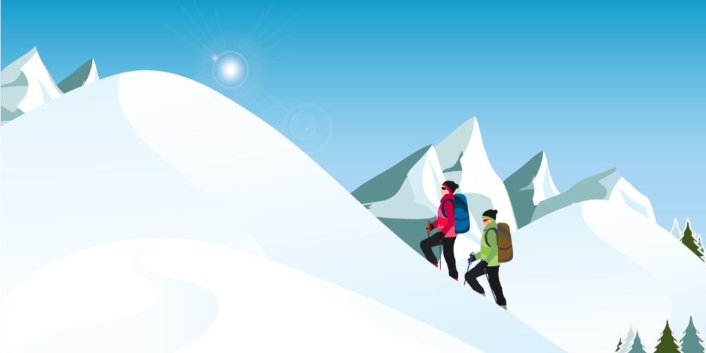 山道を登っているイラスト