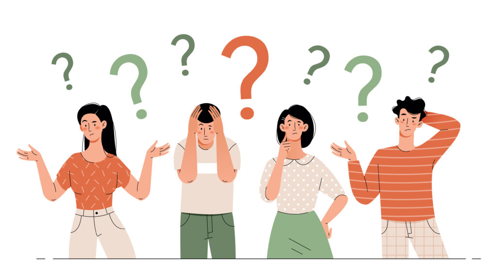 悩みを抱える人々のイラスト